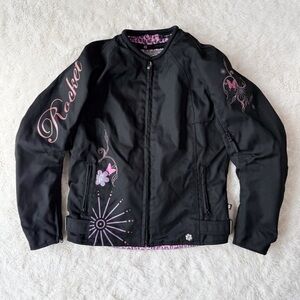 Joe Rocket Woman MEDIUM Black Pink Floral Padded Motorcycle Biker Racing Jacket